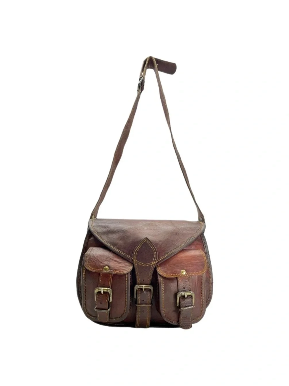Vintage 70's Leather Shoulder Crossbody Travel Bag